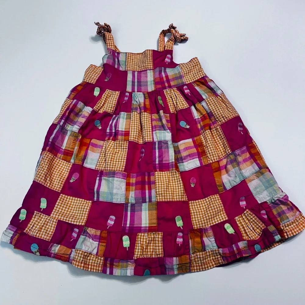 Vintage Gymboree Toddler Girls Sundress Dress Size 2T Plaid Ice Cream